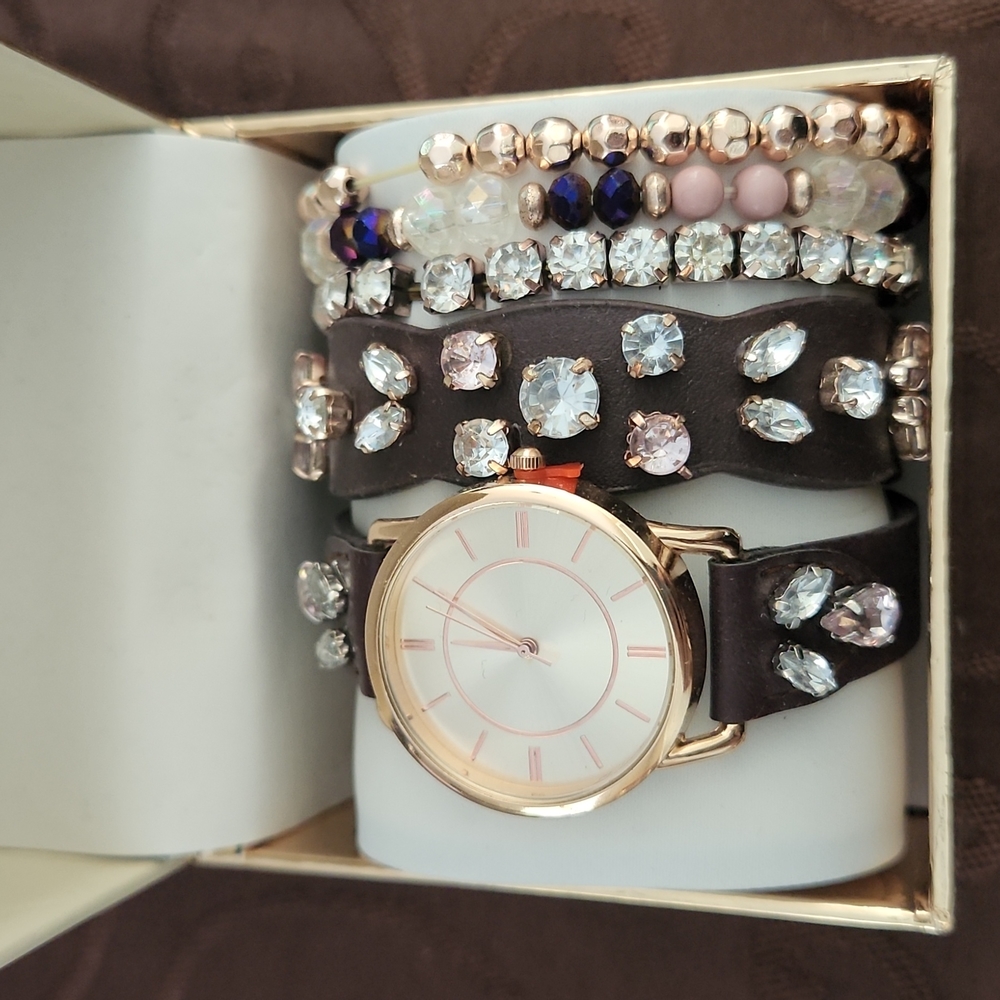 Jessica Carlyle 5 Piece Watch Set - Purple and Silver